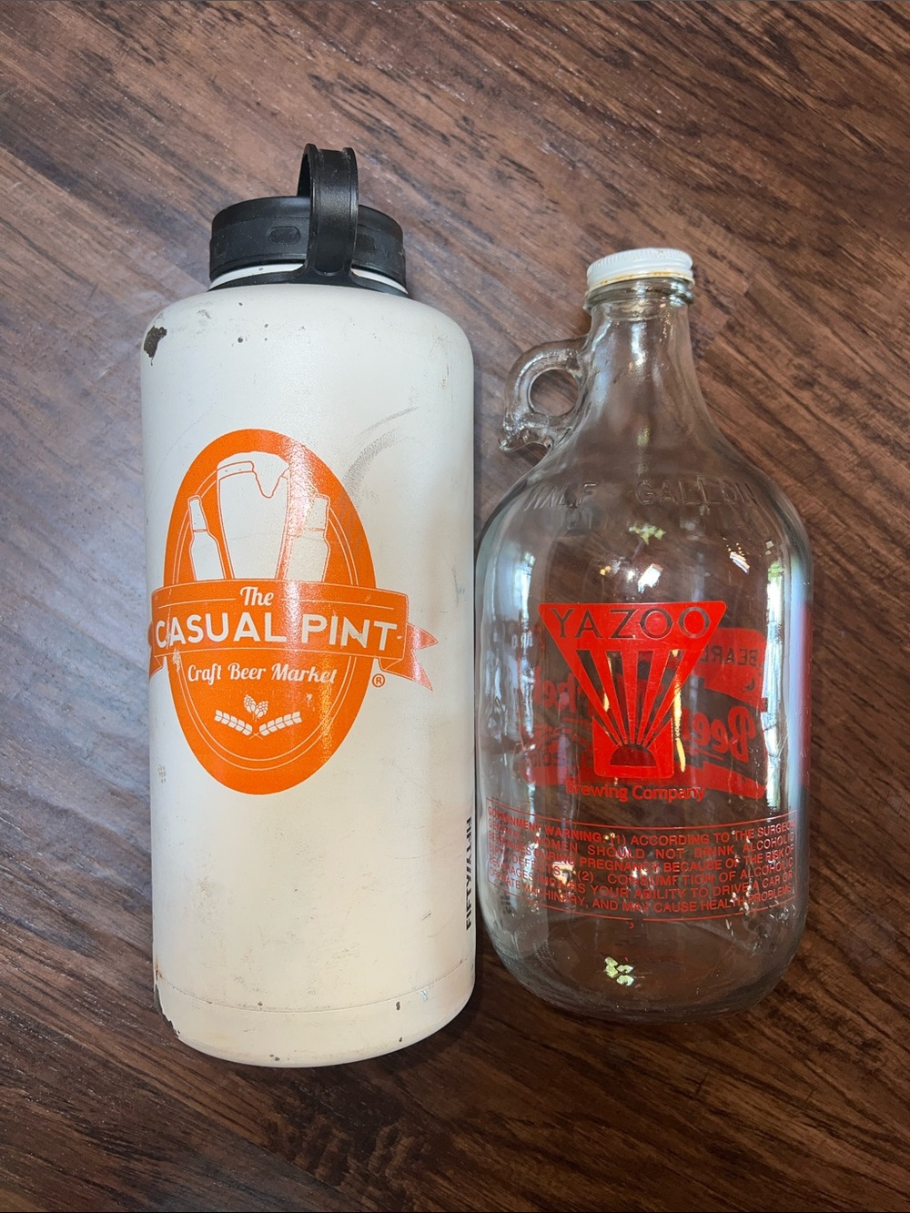 Casual Pint Insulated Growler Bottle and Glass Bearden Yazoo Glass Growler